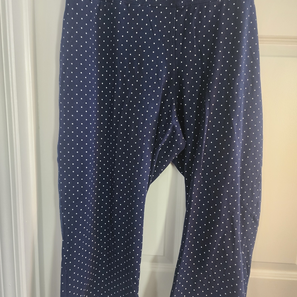 Lands' End Navy Polka Dot Pants
